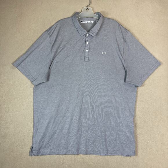 Travis Mathew Polo Shirt Mens XXL Gray Striped Golf Short Sleeve Performance - Picture 1 of 10